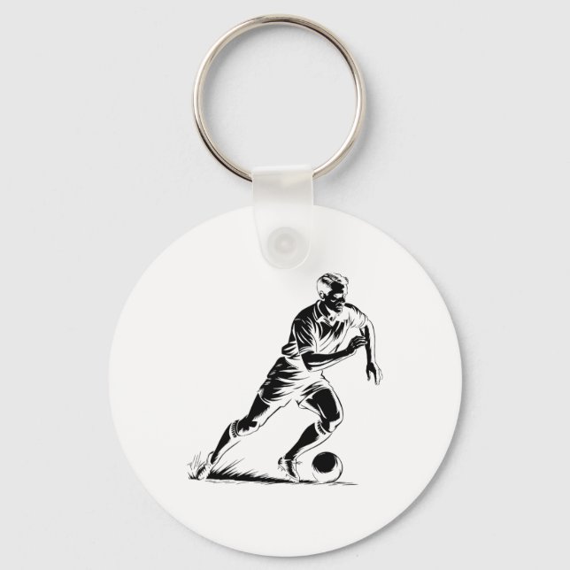 Soccer Byll In Motion Pixel Art Design _1  Key Ring (Front)