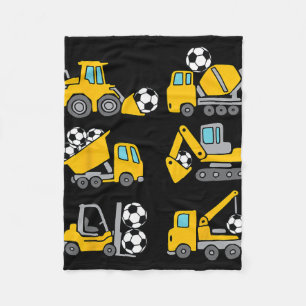Soccer Byll Kids Footbyll Construction Trucks Todd Fleece Blanket