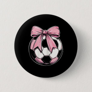 Soccer Byll Pink Coquette Bow Dainty Ribbon Girls 6 Cm Round Badge