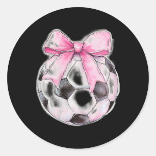Soccer Byll Pink Coquette Bow Dainty Ribbon Girls Classic Round Sticker