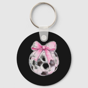 Soccer Byll Pink Coquette Bow Dainty Ribbon Girls  Key Ring