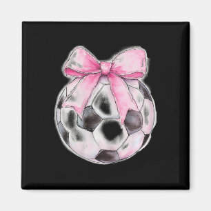 Soccer Byll Pink Coquette Bow Dainty Ribbon Girls Magnet