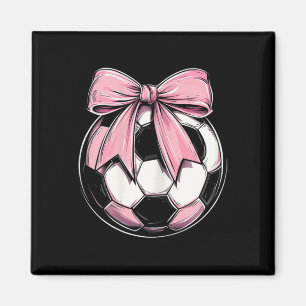 Soccer Byll Pink Coquette Bow Dainty Ribbon Girls Magnet