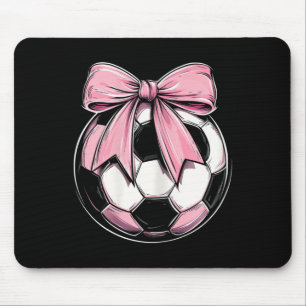 Soccer Byll Pink Coquette Bow Dainty Ribbon Girls Mouse Mat