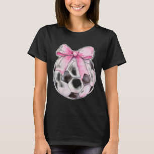 Soccer Byll Pink Coquette Bow Dainty Ribbon Girls T-Shirt