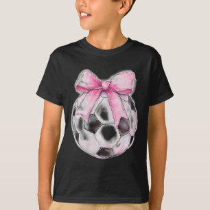 Soccer Byll Pink Coquette Bow Dainty Ribbon Girls  T-Shirt