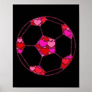 Soccer Byll Pink Red Heart For Women Men - Valenti Poster