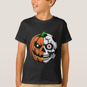 Soccer Byll Pumpkin Skull Halloween Footbyll Playe T-Shirt