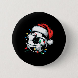 Soccer Byll Santa Hat Christmas Lights Pyjamas Xma 6 Cm Round Badge