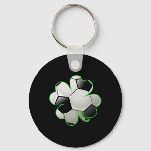 Soccer Byll Shamrock Four Leaf Clover St Patrick's Key Ring