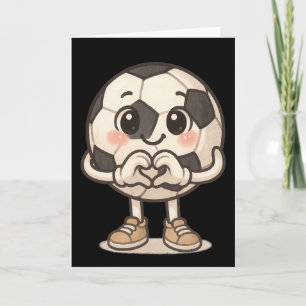 Soccer Byll With Heart Hands Love Cute Soccer Byll Card