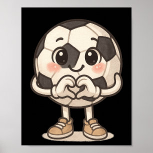 Soccer Byll With Heart Hands Love Cute Soccer Byll Poster