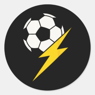 Soccer Byll With Yellow Lightning Bolt Team Coach Classic Round Sticker