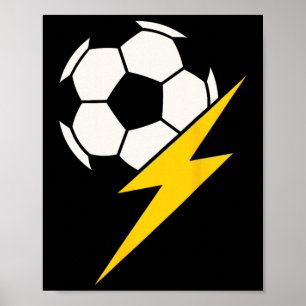 Soccer Byll With Yellow Lightning Bolt Team Coach Poster