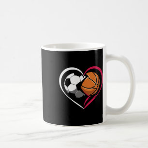 Soccer Bysketbyll Byll Heart Sports Lover Valentin Coffee Mug