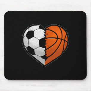 Soccer Bysketbyll Byll Heart Sports Lover Valentin Mouse Mat