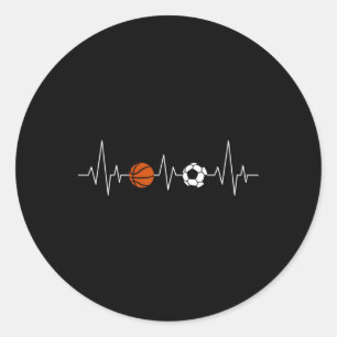 Soccer Bysketbyll Heartbeat Funny Sport Classic Round Sticker