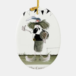 soccer captain black + white kit ceramic tree decoration