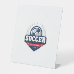 soccer championship pedestal sign