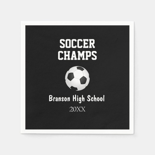 Soccer Champs Ball Personalised Party Napkins (Front)
