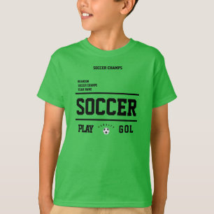 Soccer champs personalised player team kids green T-Shirt