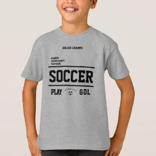 Soccer champs personalised player team kids grey T-Shirt