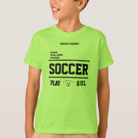 Soccer champs personalised player team kids lemon