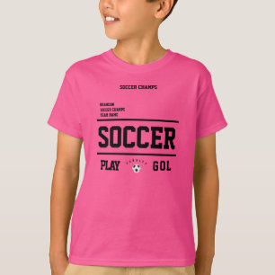 Soccer champs personalized player team kids pink T-Shirt