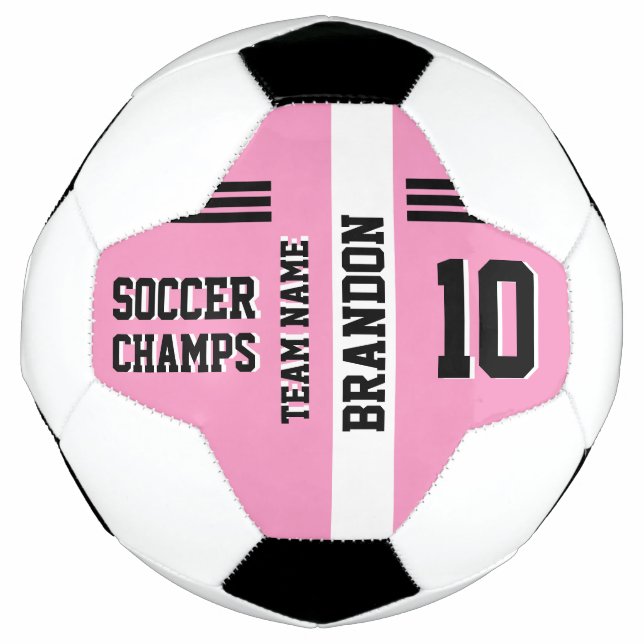 soccer champs pink base personalised sport player football (Front)