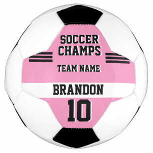 soccer champs pink black personalised sport player football