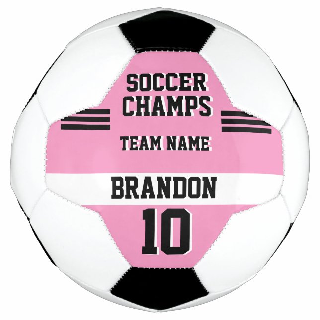 soccer champs pink black personalised sport player football (Front)