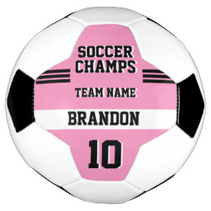 soccer champs pink black personalised sport player football
