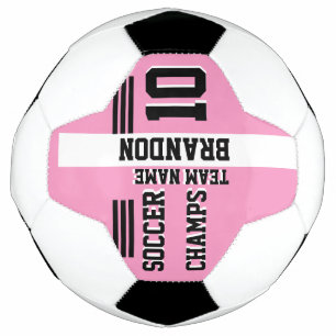 soccer champs pink white personalised sport player football