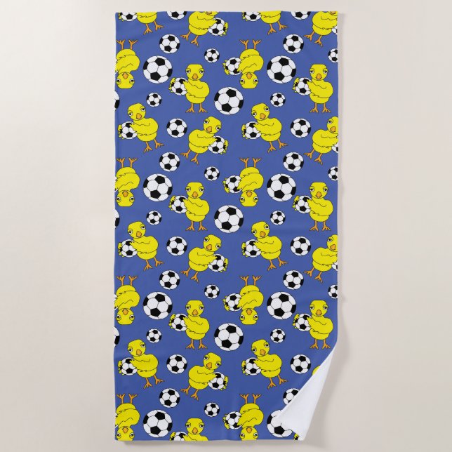 Soccer Chick Pattern Beach Towel (Front)