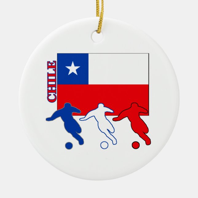 Soccer Chile Ceramic Tree Decoration (Front)