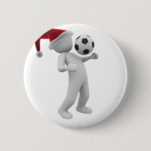 soccer christmas 6 cm round badge