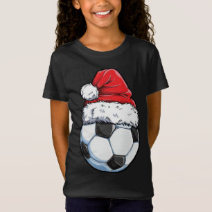 Soccer Christmas Ball Santa Hat Funny Sport Xmas ( T-Shirt