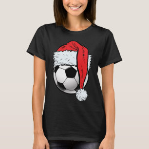 Soccer Christmas Ball Santa Hat Funny Sport Xmas T-Shirt