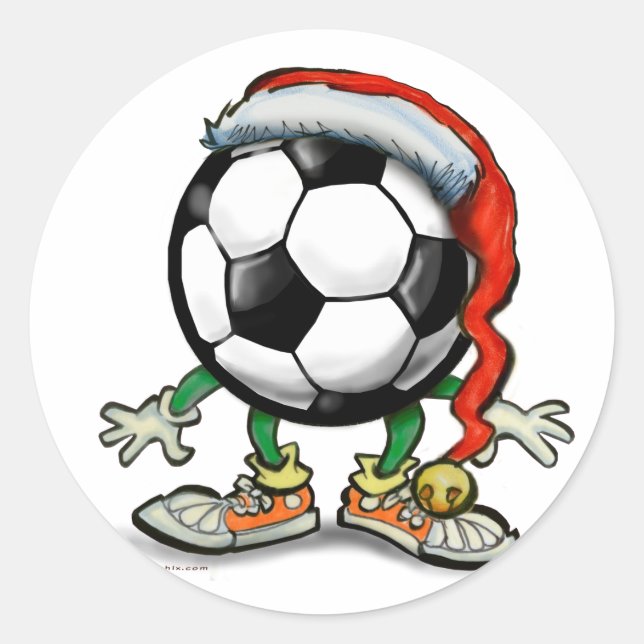 Soccer Christmas Classic Round Sticker (Front)