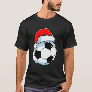 Soccer Christmas Funny Santa Hat Ball Sports Men T-Shirt
