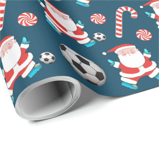 Soccer Christmas Holiday Gift Wrapping Paper (Roll Corner)