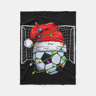 Soccer Christmas Lights Santa Hat Sports Lover Gam Fleece Blanket
