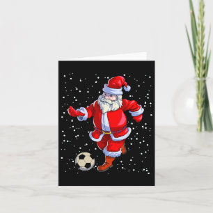 Soccer Christmas Men Kids Boys Soccer Santa Claus  Card