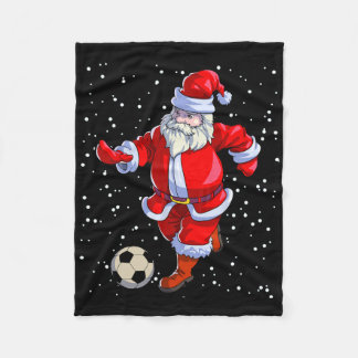 Soccer Christmas Men Kids Boys Soccer Santa Claus  Fleece Blanket