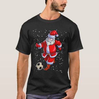 Soccer Christmas Men Kids Boys Soccer Santa Claus  T-Shirt