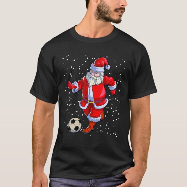 Soccer Christmas Men Kids Boys Soccer Santa Claus T-Shirt (Front)