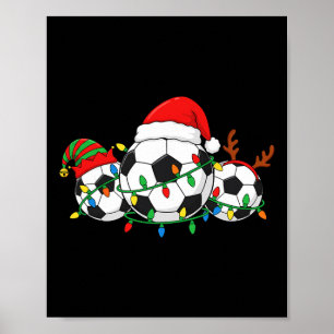 Soccer Christmas Player Santa Hat Xmas Sport Men K Poster