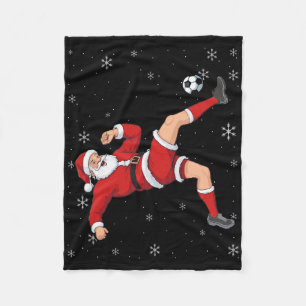 Soccer Christmas Santa Bicycle Kick Xmas Boys Men Fleece Blanket