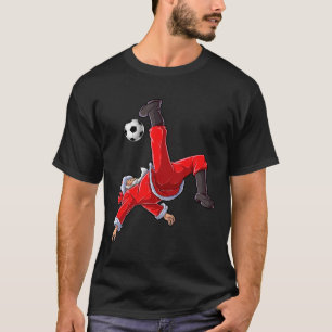 Soccer Christmas Santa Bicycle Kick Xmas Boys Men T-Shirt
