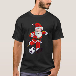 Soccer Christmas Santa Claus Funny Boys Girls Kids T-Shirt